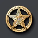 oversized round, golden belt buckle with a star pattern image